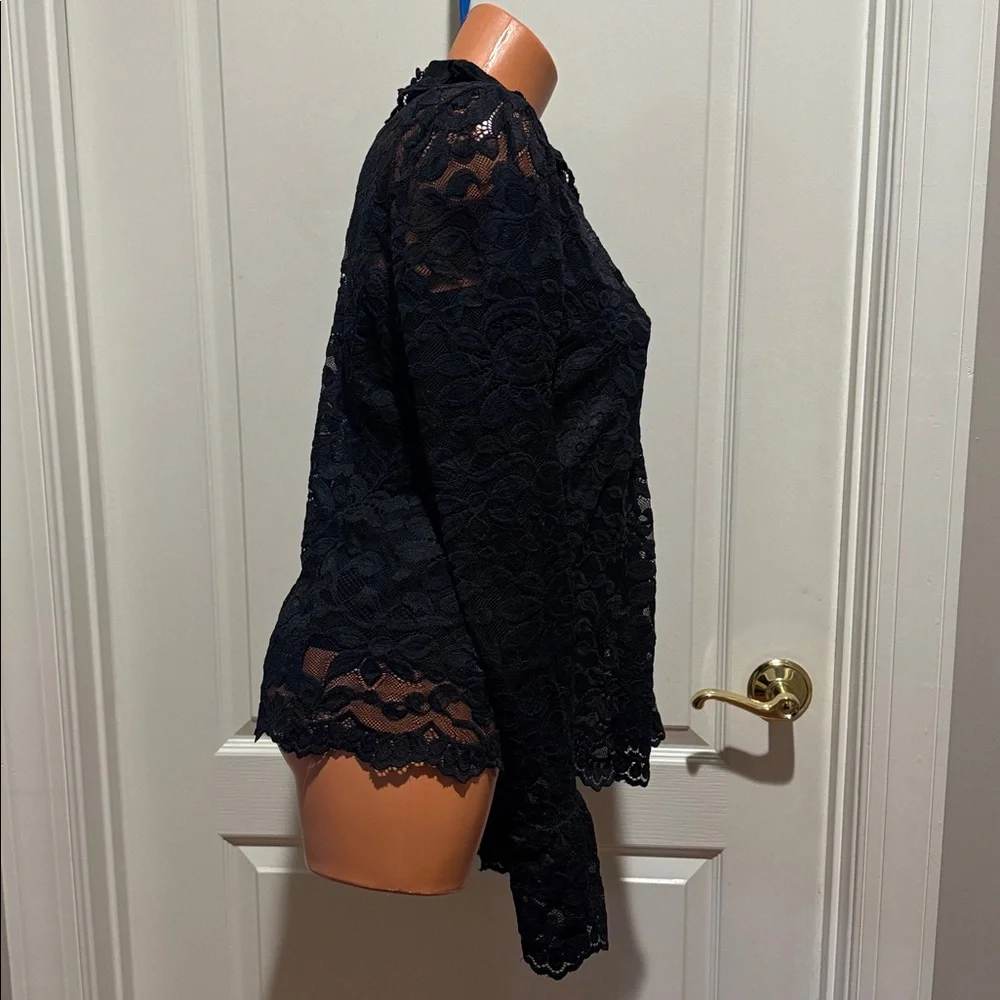 J Crew Black Lace L/S Blouse Cami 2p Set Size 10 $128 EUC Worn 1x KL